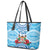 Fiji Ratu Sir Lala Sukuna Day Leather Tote Bag Hibiscus Tapa Pattern