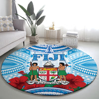 Fiji Ratu Sir Lala Sukuna Day Round Carpet Hibiscus Tapa Pattern LT05 - Polynesian Pride
