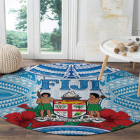 Fiji Ratu Sir Lala Sukuna Day Round Carpet Hibiscus Tapa Pattern LT05 - Polynesian Pride