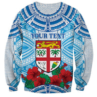 Personalised Fiji Ratu Sir Lala Sukuna Day Sweatshirt Hibiscus Tapa Pattern LT05 - Polynesian Pride