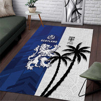 Fiji And Scotland Rugby Area Rug Fijian Palm Tree With Thistle Together LT05 Blue - Polynesian Pride