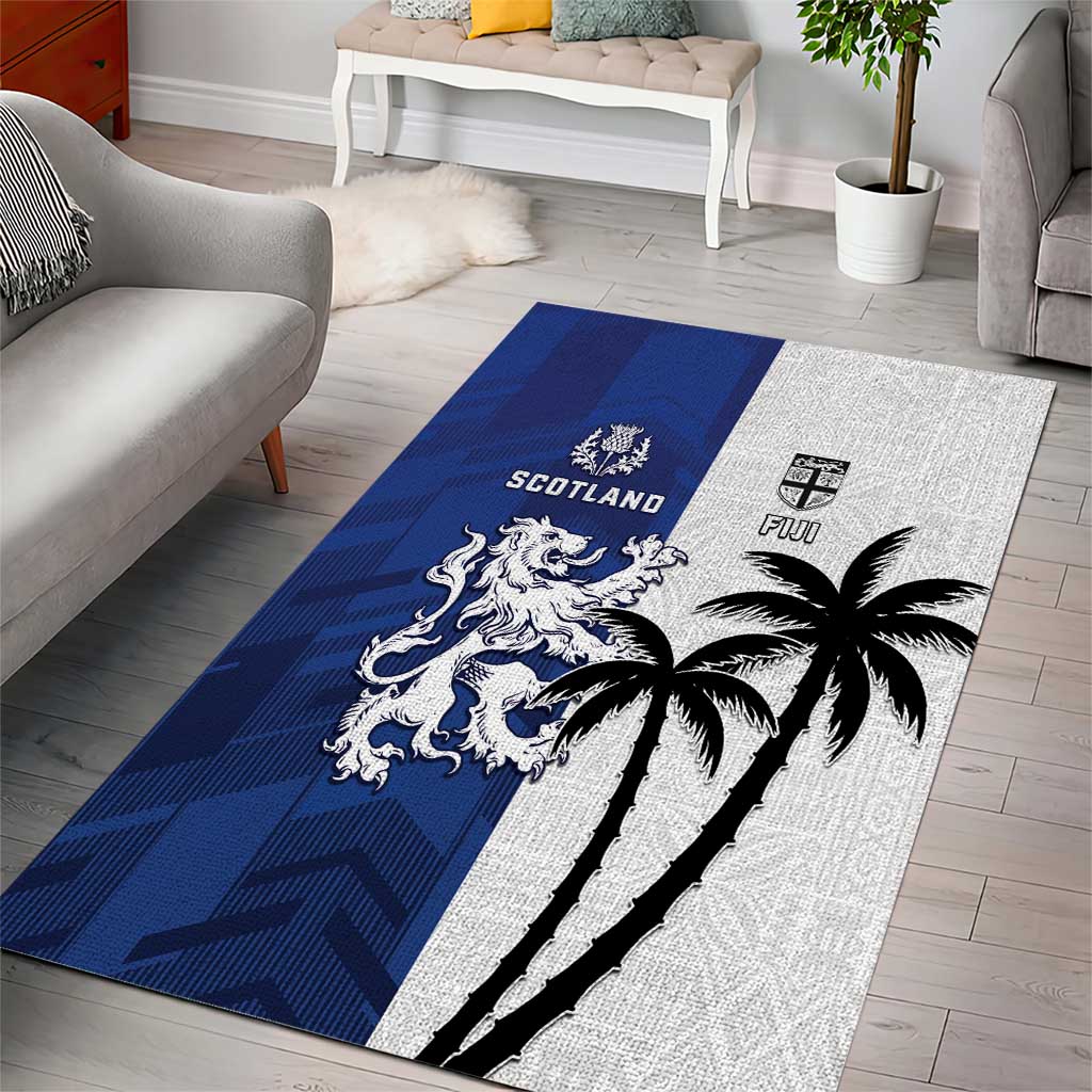Fiji And Scotland Rugby Area Rug Fijian Palm Tree With Thistle Together LT05 - Polynesian Pride