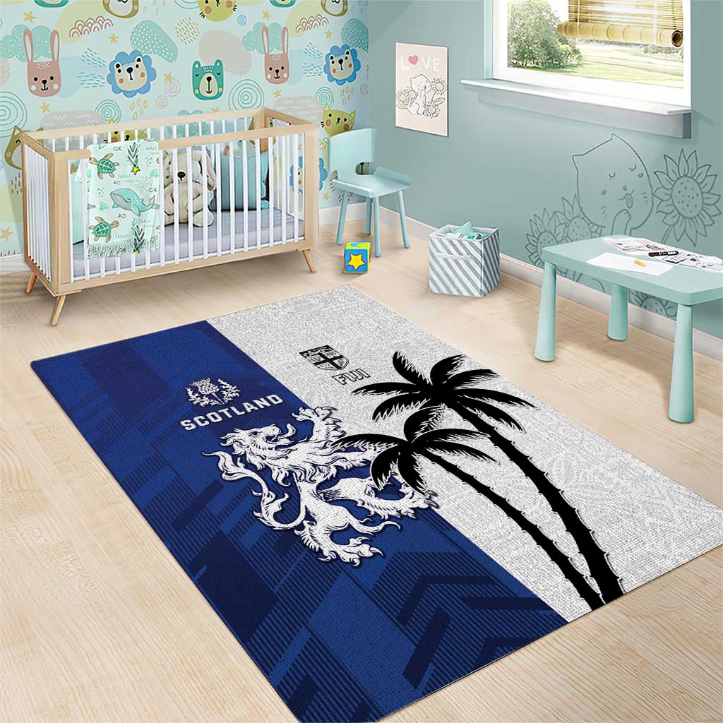 Fiji And Scotland Rugby Area Rug Fijian Palm Tree With Thistle Together LT05 - Polynesian Pride