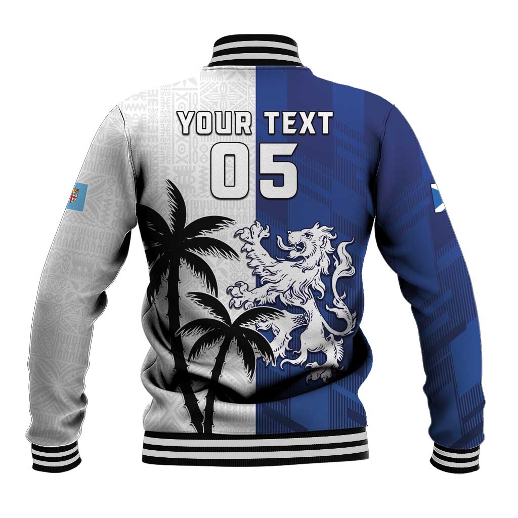 Fiji And Scotland Rugby Custom Baseball Jacket Fijian Palm Tree With Thistle Together LT05 - Polynesian Pride