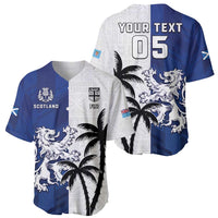 Fiji And Scotland Rugby Custom Baseball Jersey Fijian Palm Tree With Thistle Together LT05 - Polynesian Pride
