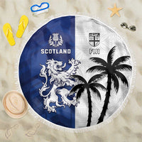 Fiji And Scotland Rugby Beach Blanket Fijian Palm Tree With Thistle Together LT05 One Size 150cm Blue - Polynesian Pride