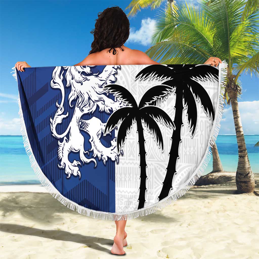 Fiji And Scotland Rugby Beach Blanket Fijian Palm Tree With Thistle Together LT05 - Polynesian Pride
