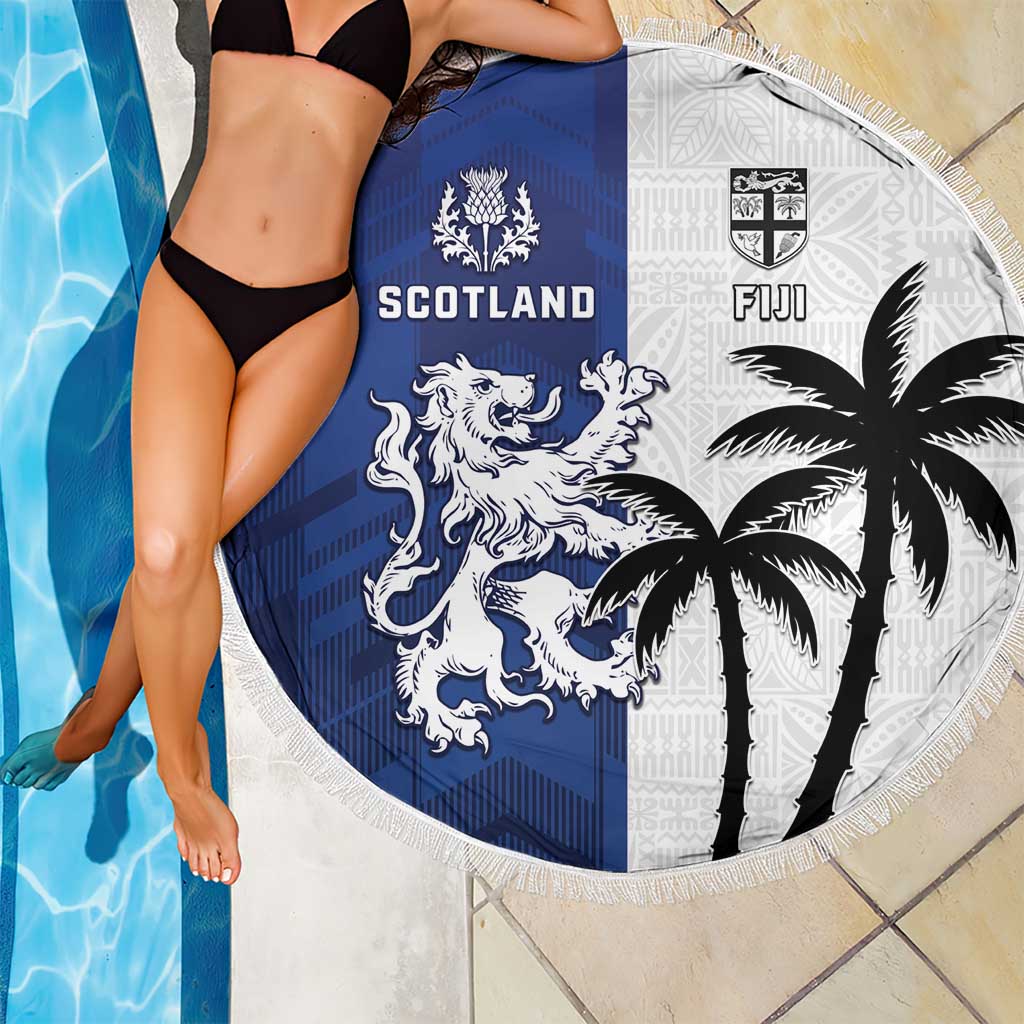 Fiji And Scotland Rugby Beach Blanket Fijian Palm Tree With Thistle Together LT05 - Polynesian Pride