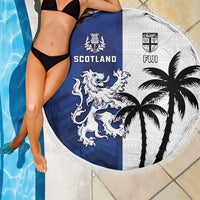 Fiji And Scotland Rugby Beach Blanket Fijian Palm Tree With Thistle Together LT05 - Polynesian Pride