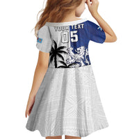 Fiji And Scotland Rugby Custom Kid Short Sleeve Dress Fijian Palm Tree With Thistle Together LT05 - Polynesian Pride