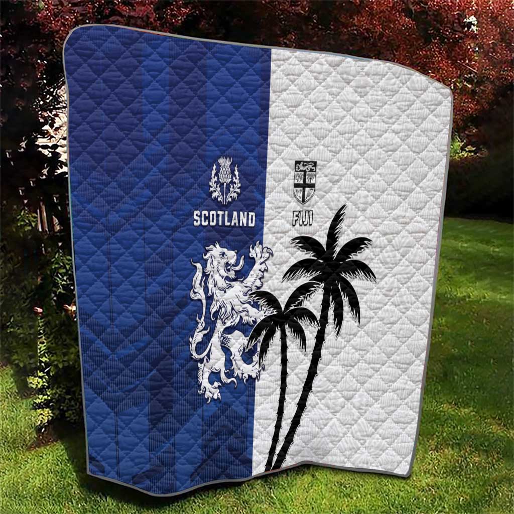 Fiji And Scotland Rugby Quilt Fijian Palm Tree With Thistle Together LT05 - Polynesian Pride