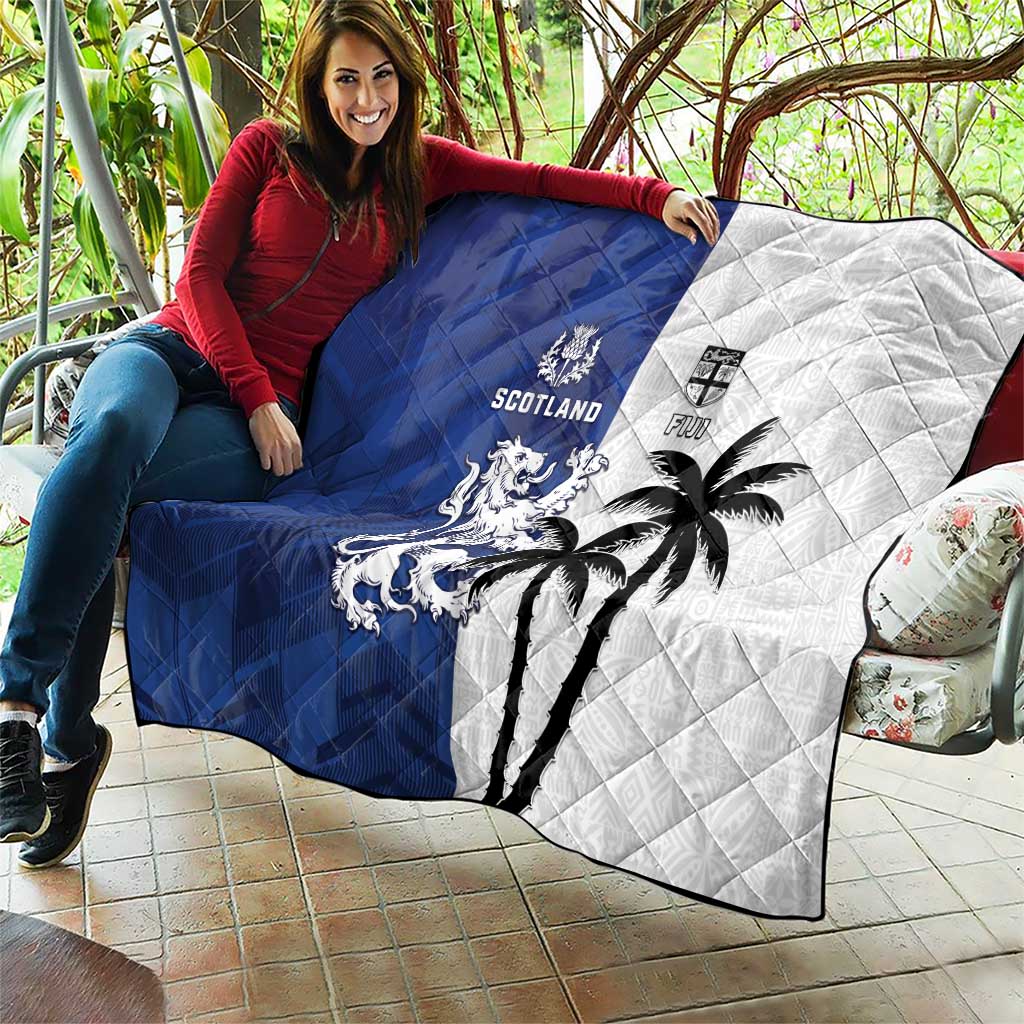 Fiji And Scotland Rugby Quilt Fijian Palm Tree With Thistle Together LT05 - Polynesian Pride