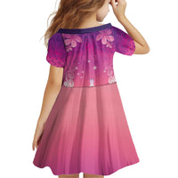 New Zealand Matariki Kid Short Sleeve Dress Maori Marae Purple Galaxy LT05 - Polynesian Pride