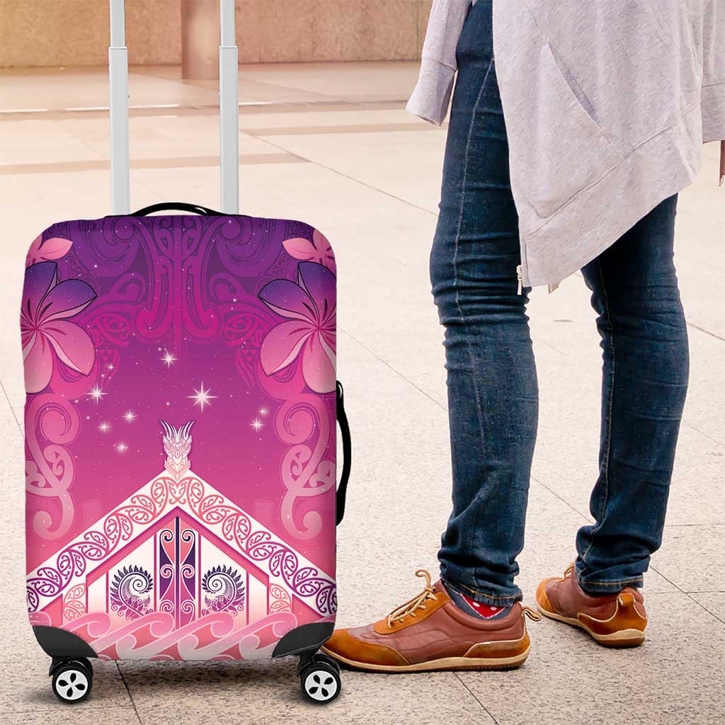 New Zealand Matariki Luggage Cover Maori Marae Purple Galaxy LT05 Purple - Polynesian Pride