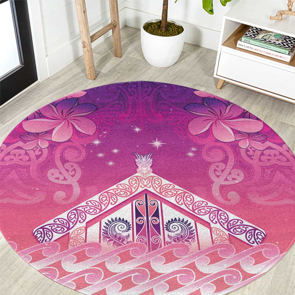 New Zealand Matariki Round Carpet Maori Marae Purple Galaxy LT05 Purple - Polynesian Pride