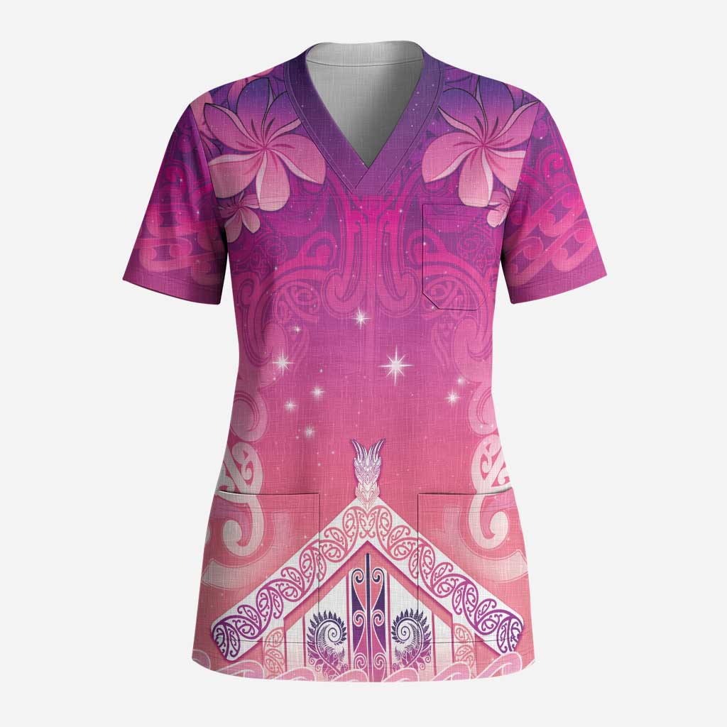 New Zealand Matariki Scrub Top Maori Marae Purple Galaxy LT05 Adult Purple - Polynesian Pride
