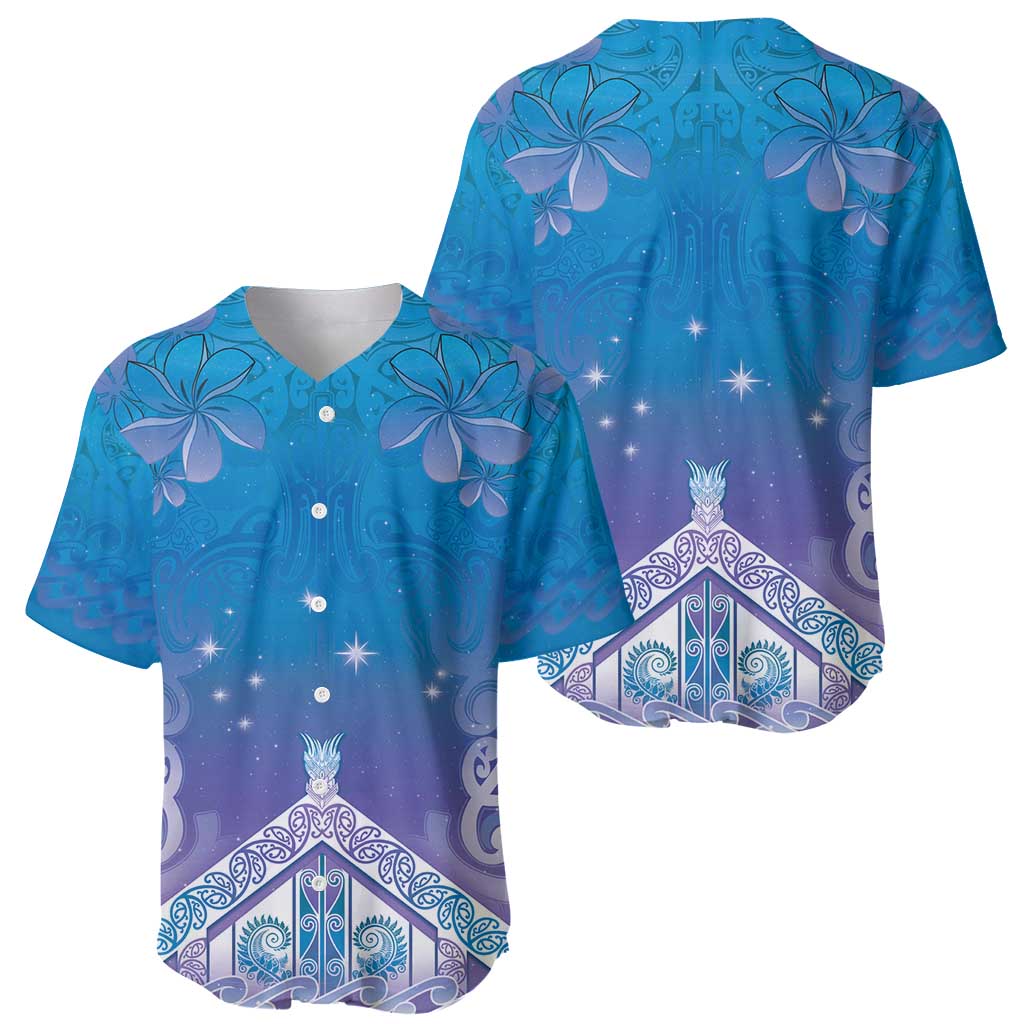 New Zealand Matariki Baseball Jersey Maori Marae Cyan Galaxy LT05 - Polynesian Pride