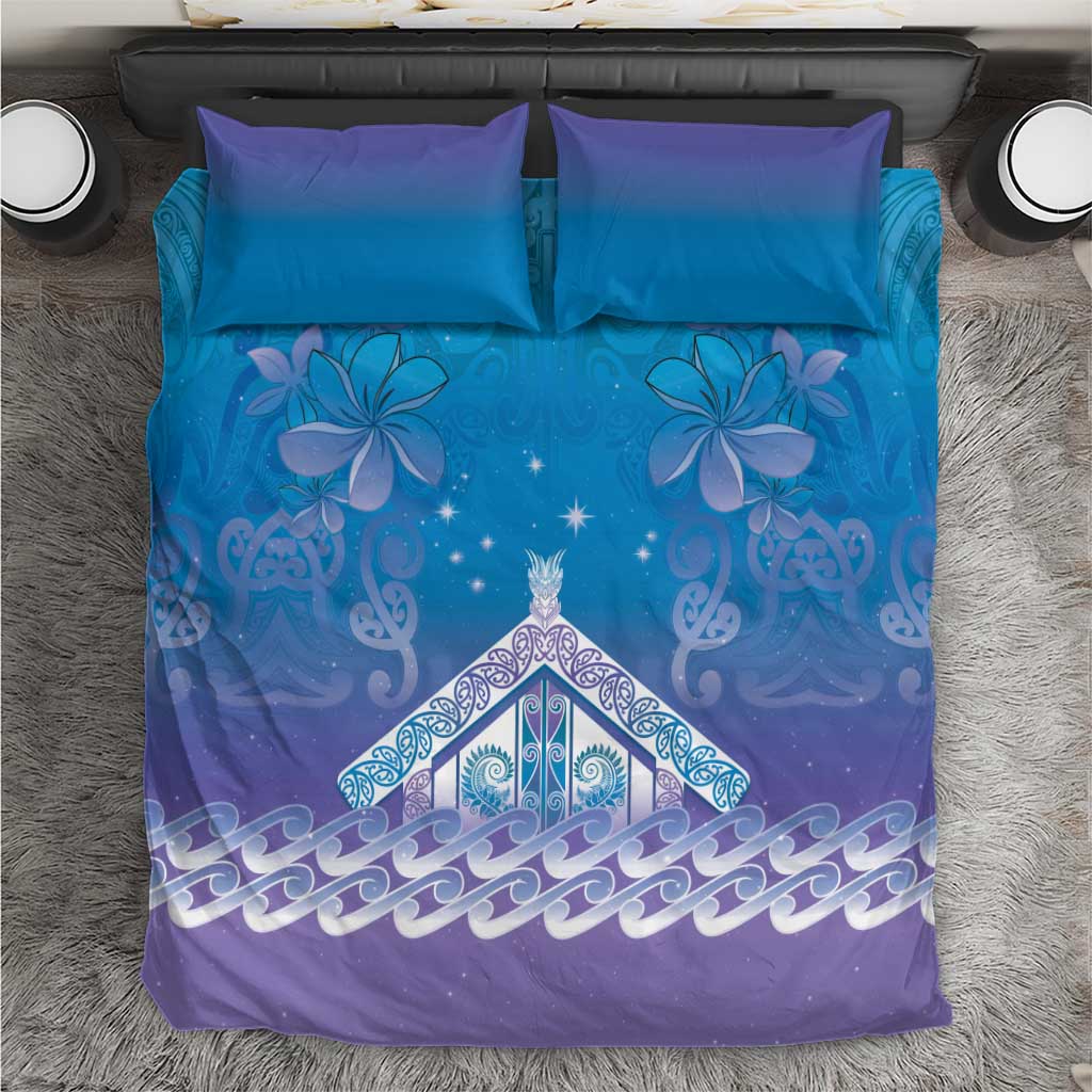 New Zealand Matariki Bedding Set Maori Marae Cyan Galaxy LT05 Cyan - Polynesian Pride