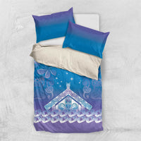 New Zealand Matariki Bedding Set Maori Marae Cyan Galaxy LT05 US Twin 172cm x 218cm Cyan - Polynesian Pride