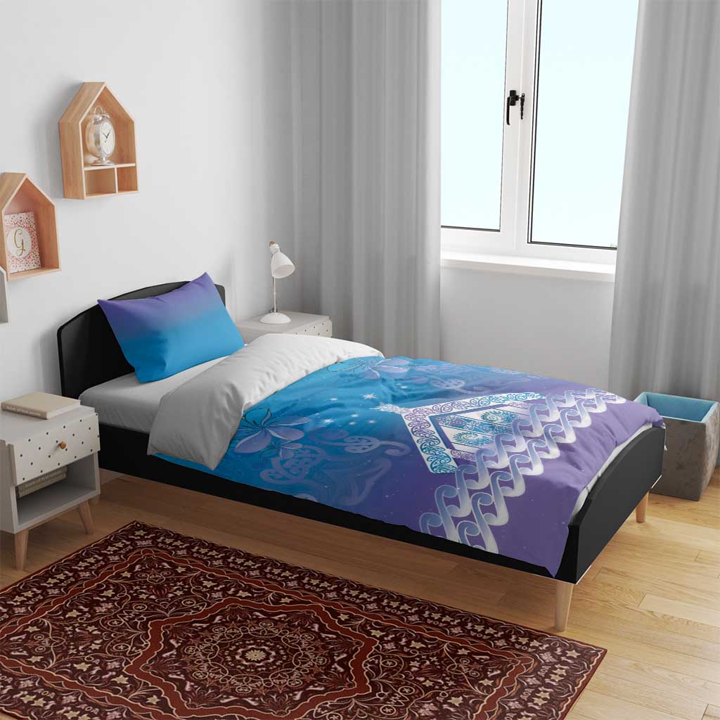 New Zealand Matariki Bedding Set Maori Marae Cyan Galaxy LT05 - Polynesian Pride