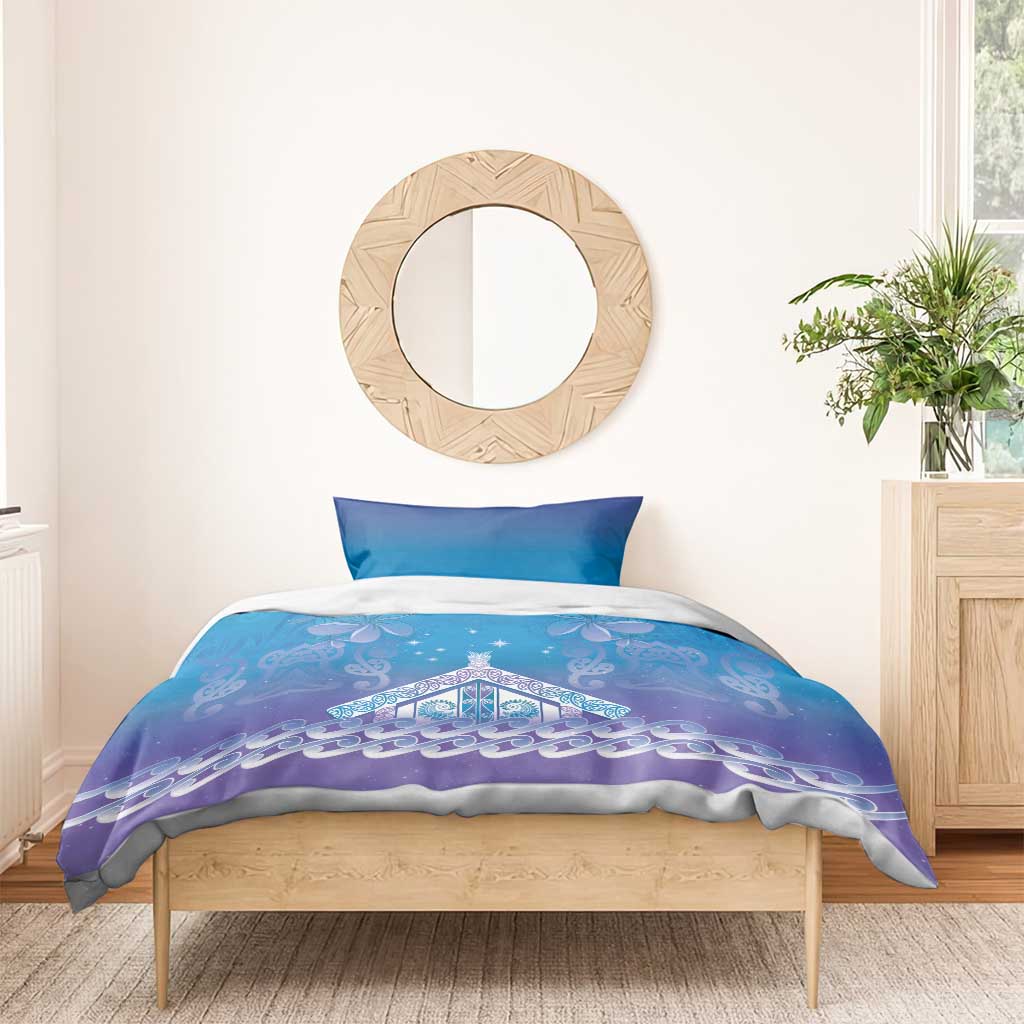 New Zealand Matariki Bedding Set Maori Marae Cyan Galaxy LT05 - Polynesian Pride