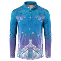 New Zealand Matariki Button Sweatshirt Maori Marae Cyan Galaxy LT05 Cyan - Polynesian Pride