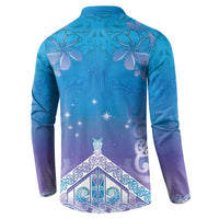 New Zealand Matariki Button Sweatshirt Maori Marae Cyan Galaxy LT05 - Polynesian Pride