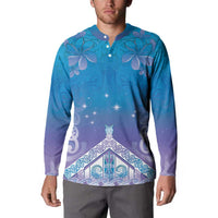 New Zealand Matariki Button Sweatshirt Maori Marae Cyan Galaxy LT05 - Polynesian Pride