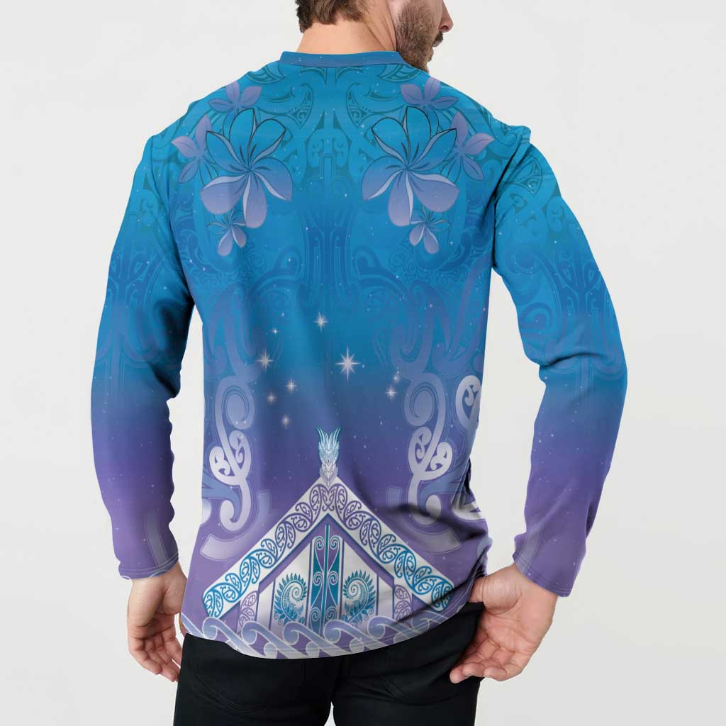 New Zealand Matariki Button Sweatshirt Maori Marae Cyan Galaxy LT05 - Polynesian Pride