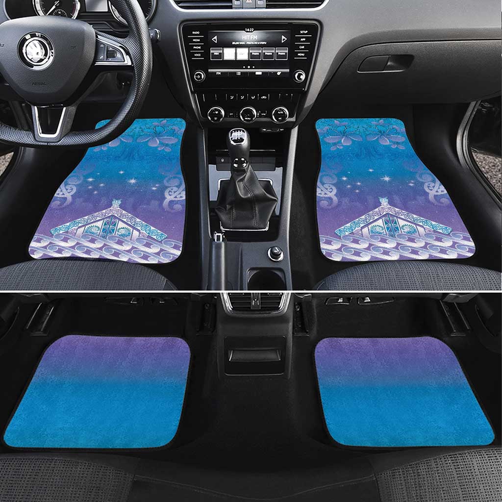 New Zealand Matariki Car Mats Maori Marae Cyan Galaxy LT05 Set 4pcs Cyan - Polynesian Pride