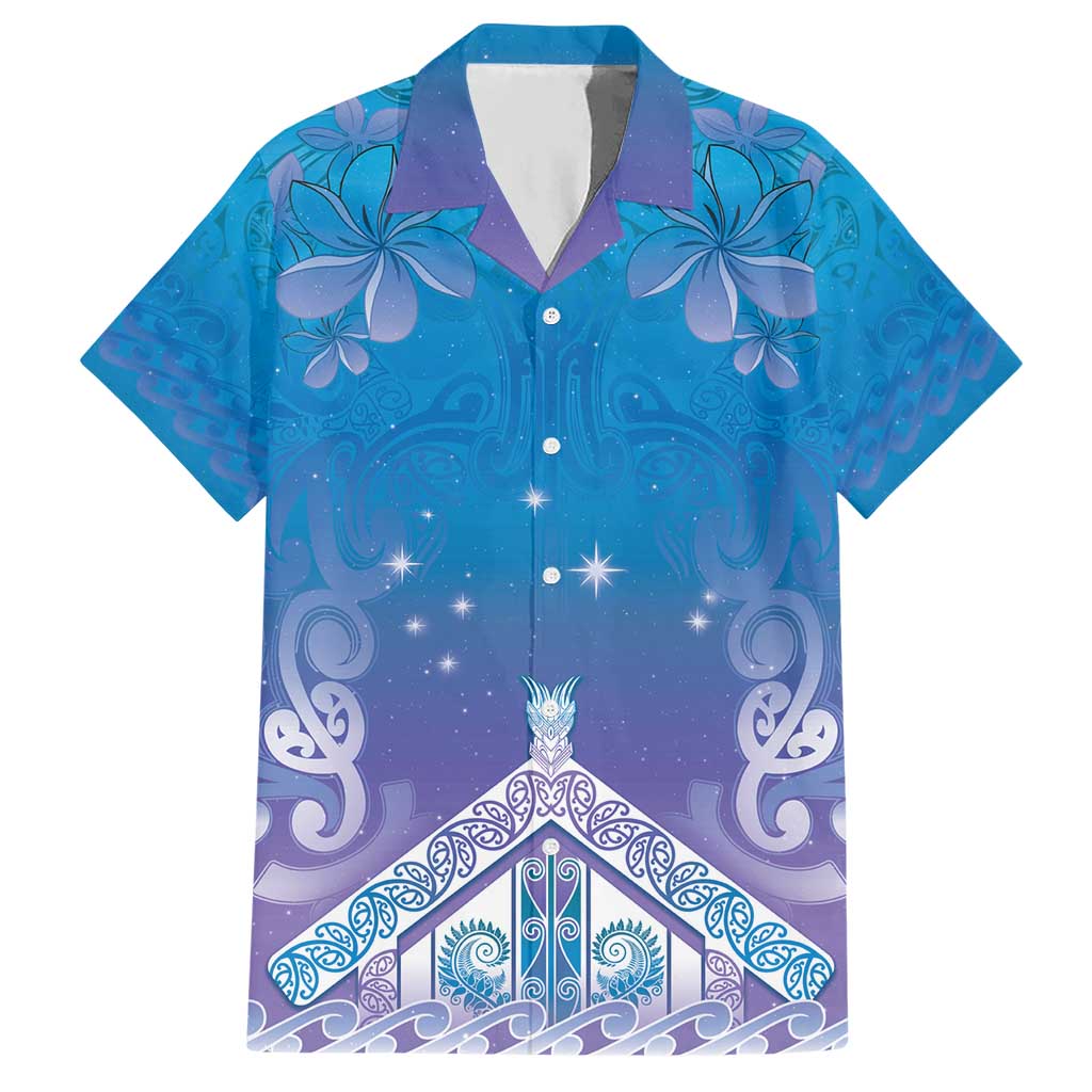 New Zealand Matariki Hawaiian Shirt Maori Marae Cyan Galaxy LT05 Cyan - Polynesian Pride