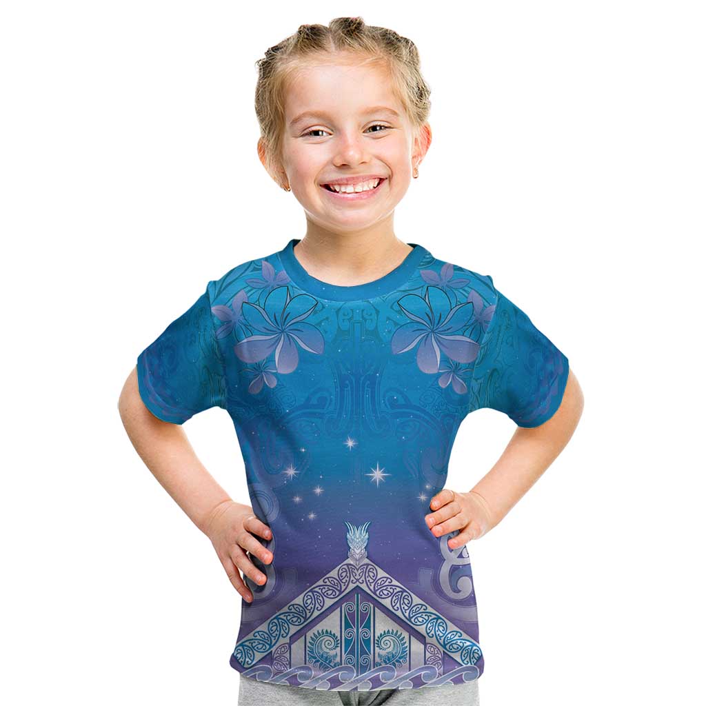 New Zealand Matariki Kid T Shirt Maori Marae Cyan Galaxy LT05 Cyan - Polynesian Pride