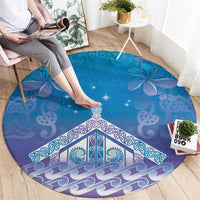 New Zealand Matariki Round Carpet Maori Marae Cyan Galaxy LT05 - Polynesian Pride