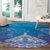 New Zealand Matariki Round Carpet Maori Marae Cyan Galaxy LT05 - Polynesian Pride