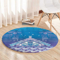 New Zealand Matariki Round Carpet Maori Marae Cyan Galaxy LT05 - Polynesian Pride
