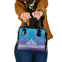 New Zealand Matariki Shoulder Handbag Maori Marae Cyan Galaxy LT05 One Size Cyan - Polynesian Pride