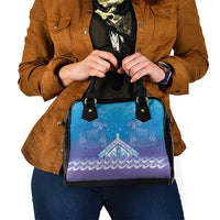 New Zealand Matariki Shoulder Handbag Maori Marae Cyan Galaxy LT05 - Polynesian Pride