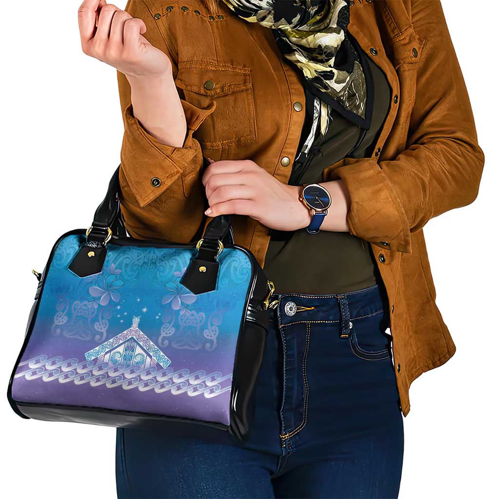 New Zealand Matariki Shoulder Handbag Maori Marae Cyan Galaxy LT05 - Polynesian Pride