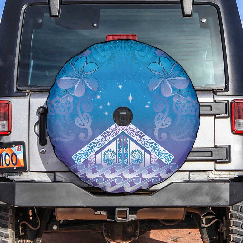New Zealand Matariki Spare Tire Cover Maori Marae Cyan Galaxy LT05 Cyan - Polynesian Pride