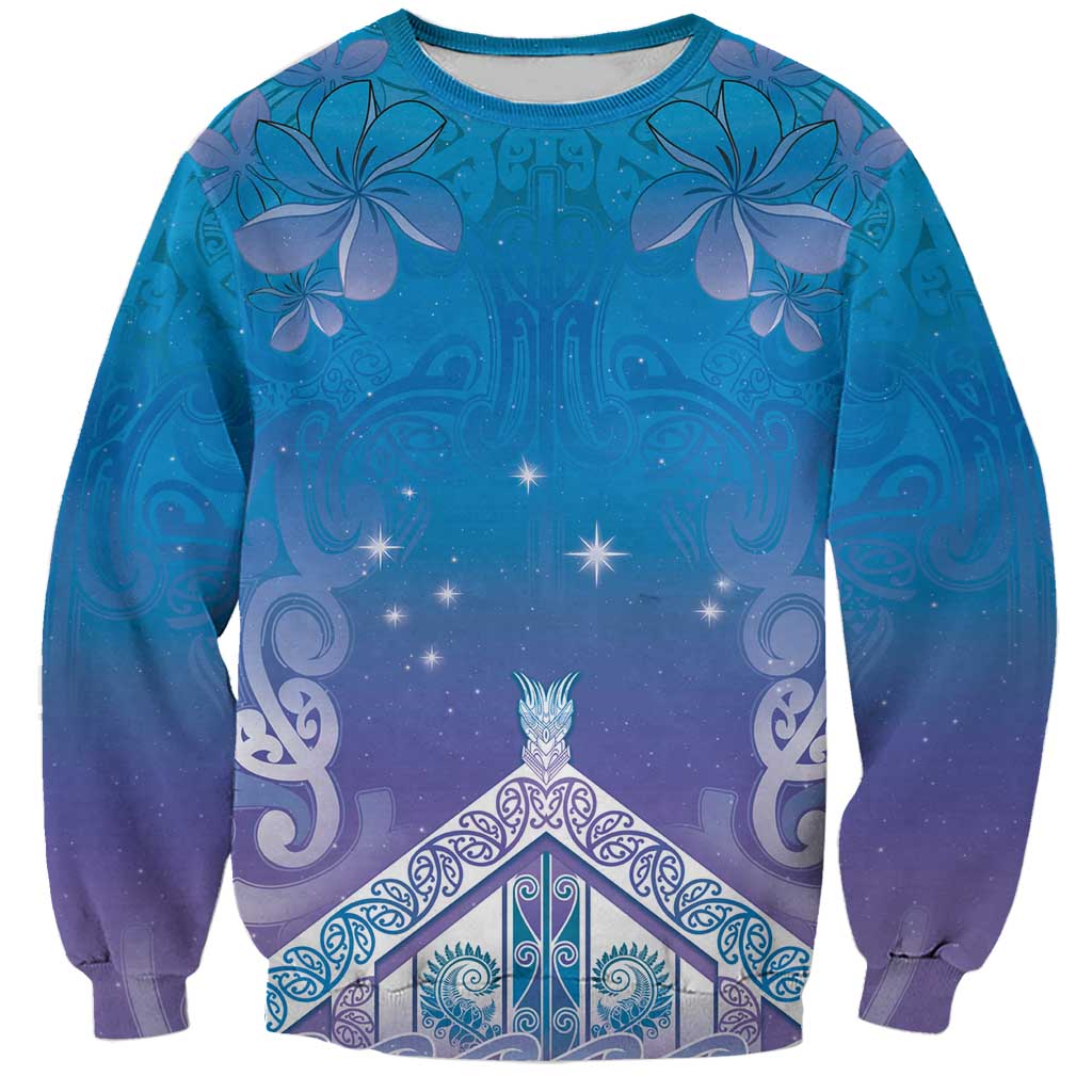 New Zealand Matariki Sweatshirt Maori Marae Cyan Galaxy LT05 Unisex Cyan - Polynesian Pride