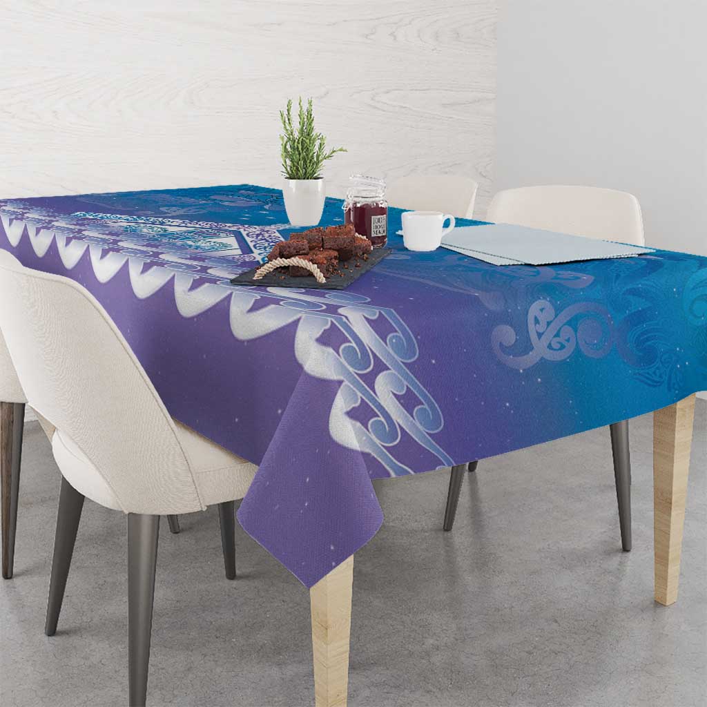 New Zealand Matariki Tablecloth Maori Marae Cyan Galaxy LT05 - Polynesian Pride