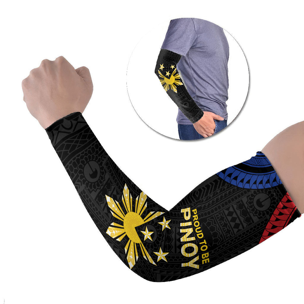 Philippines Independence Day Arm Sleeves Proud To Be Pinoy LT05 Set of 2 Black - Polynesian Pride