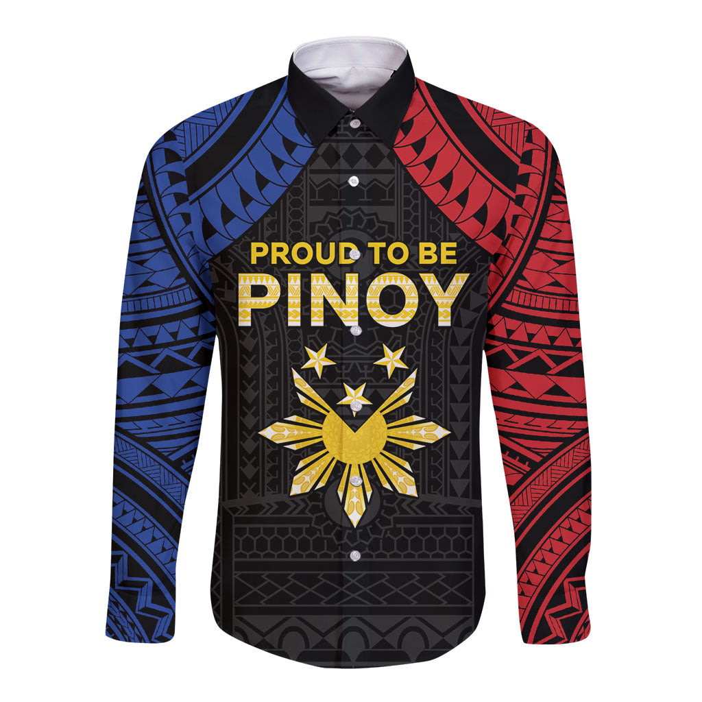 Philippines Independence Day Long Sleeve Button Shirt Proud To Be Pinoy LT05 Unisex Black - Polynesian Pride