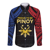 Philippines Independence Day Long Sleeve Button Shirt Proud To Be Pinoy LT05 Unisex Black - Polynesian Pride