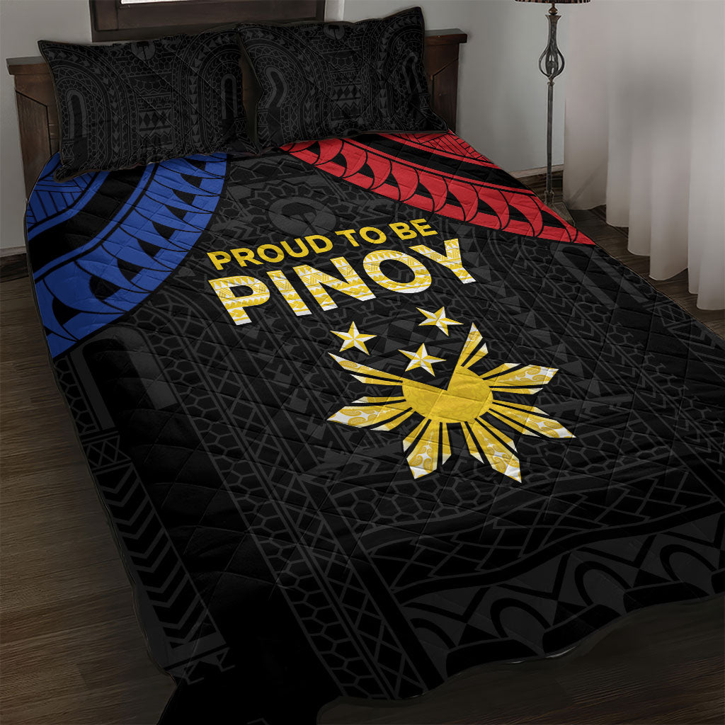 Philippines Independence Day Quilt Bed Set Proud To Be Pinoy LT05 Black - Polynesian Pride