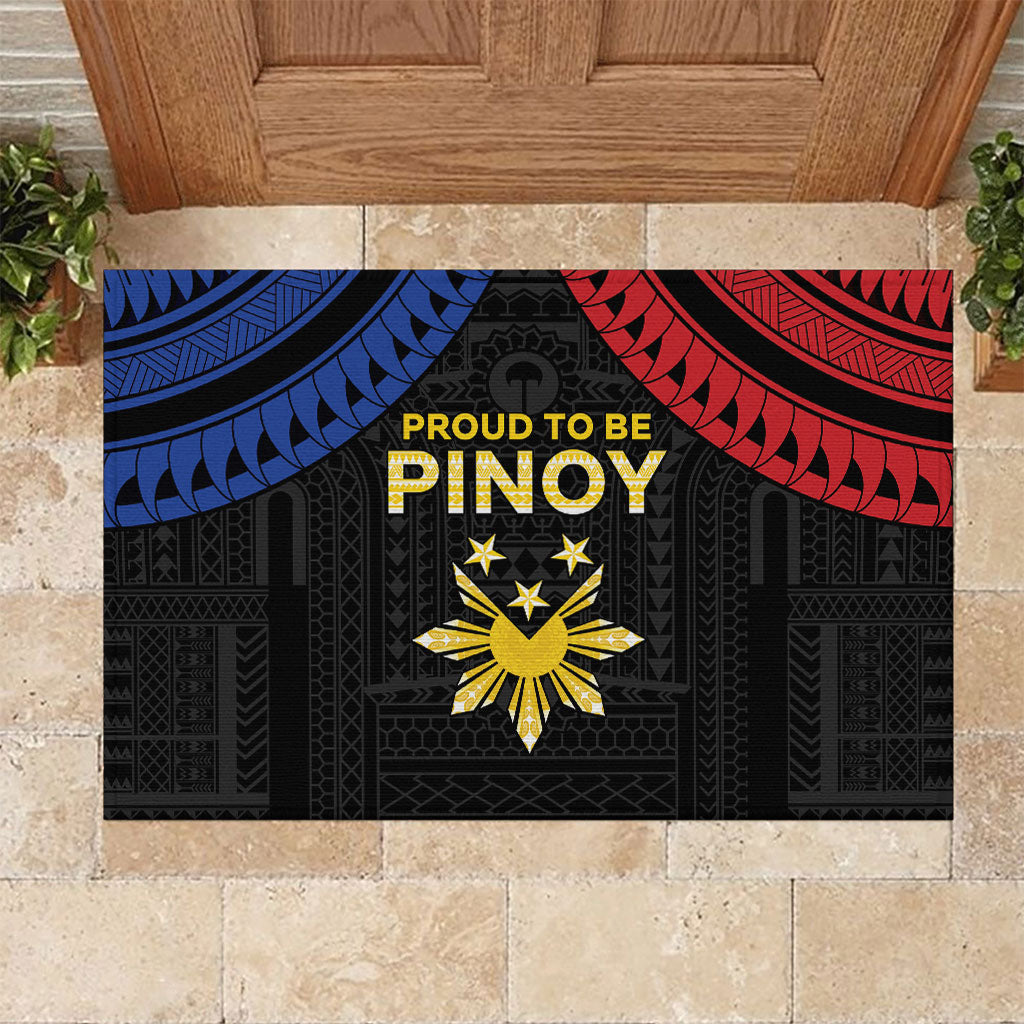 Philippines Independence Day Rubber Doormat Proud To Be Pinoy LT05 Black - Polynesian Pride