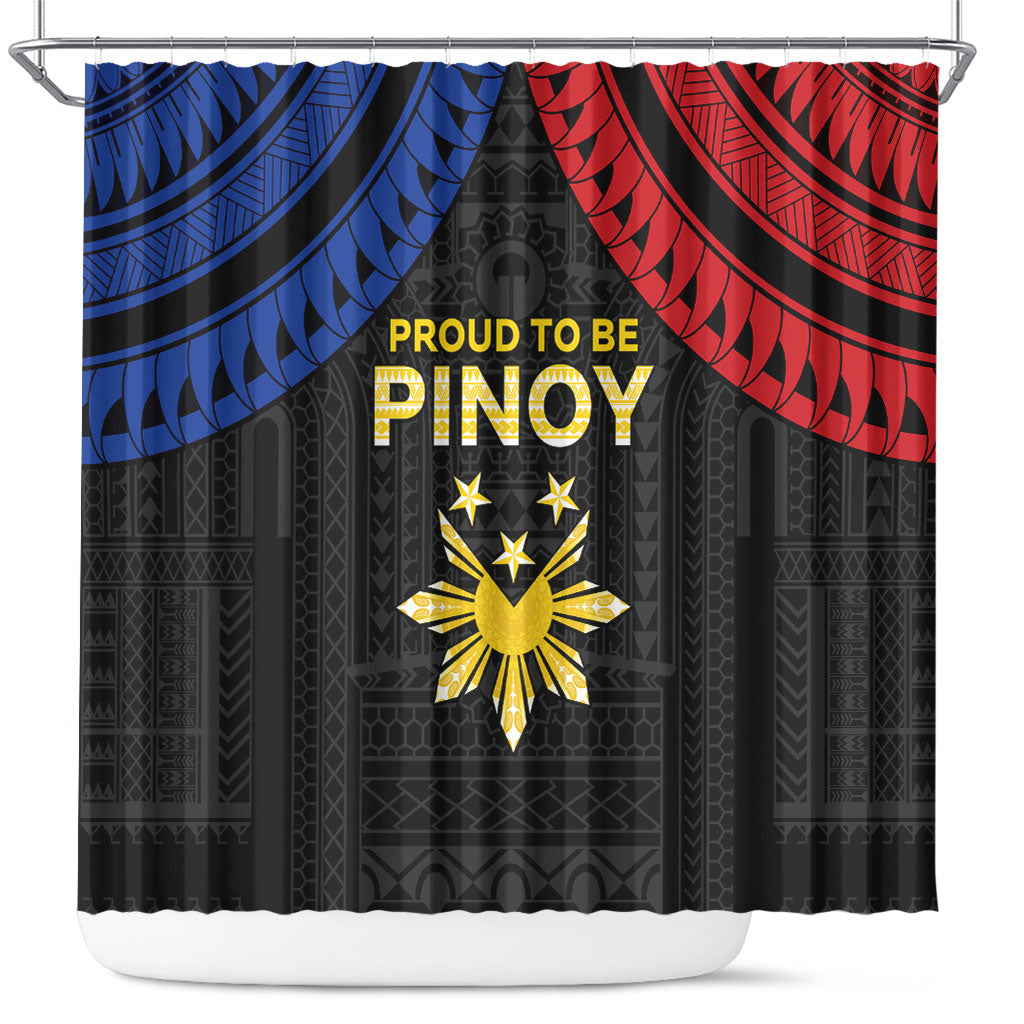 Philippines Independence Day Shower Curtain Proud To Be Pinoy LT05 Black - Polynesian Pride
