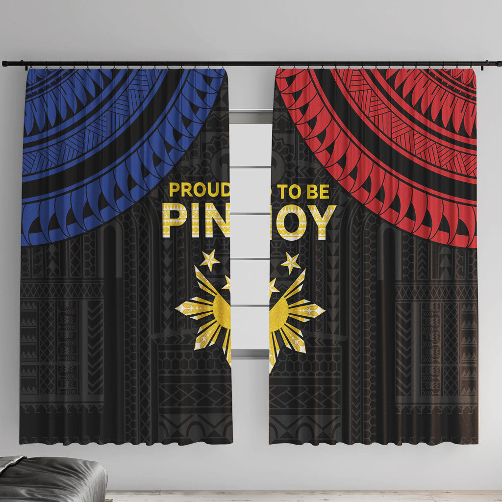 Philippines Independence Day Window Curtain Proud To Be Pinoy LT05 With Hooks Black - Polynesian Pride