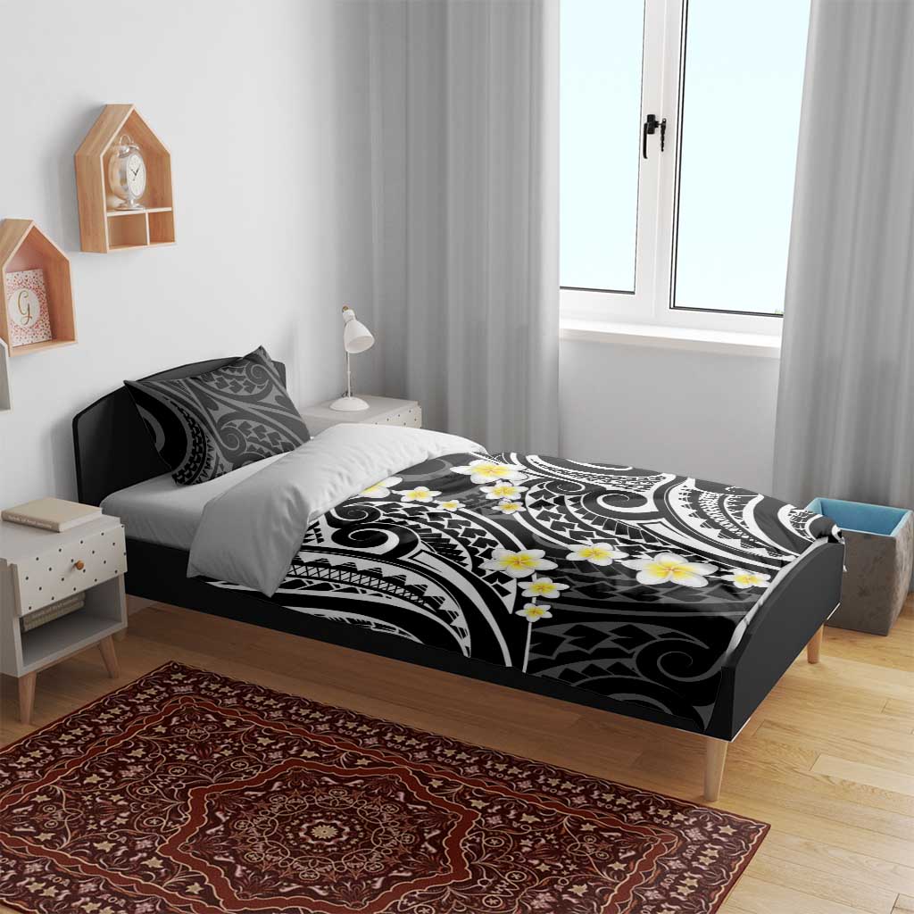 Plumeria With Black Polynesian Tattoo Pattern Bedding Set LT05 - Polynesian Pride
