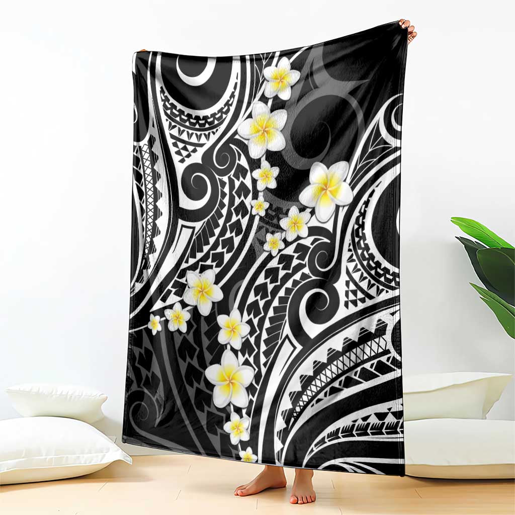 Plumeria With Black Polynesian Tattoo Pattern Blanket LT05 - Polynesian Pride